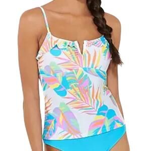 So Tropical Tankini Top Size Medium V Wire Ruffle NWT